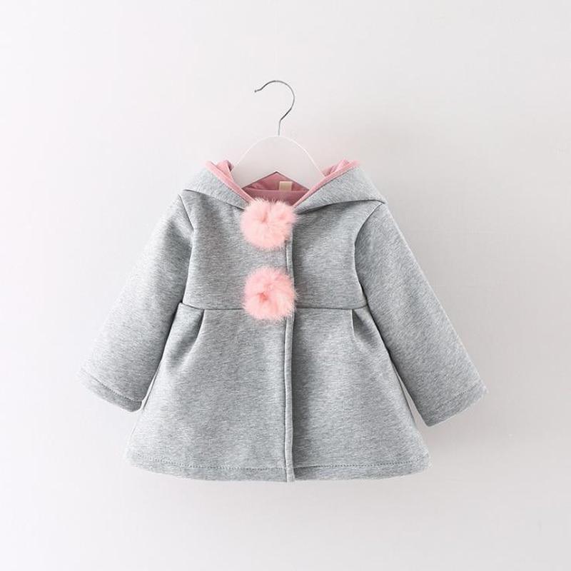 Manteau pour bébé fille, veste de printemps-automne, à capuche avec longues oreilles de lapin, en coton, vêtements d'extérieur pour enfants