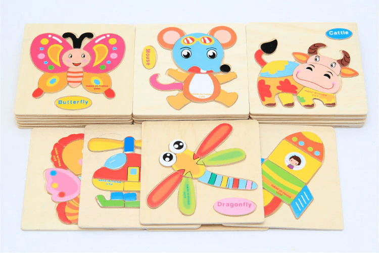 Puzzles 3D en bois Stevvex modernes et intéressants pour l'apprentissage des bébés, puzzles d'animaux de dessin animé et de fruits pour enfants, jouet éducatif intelligent pour enfants