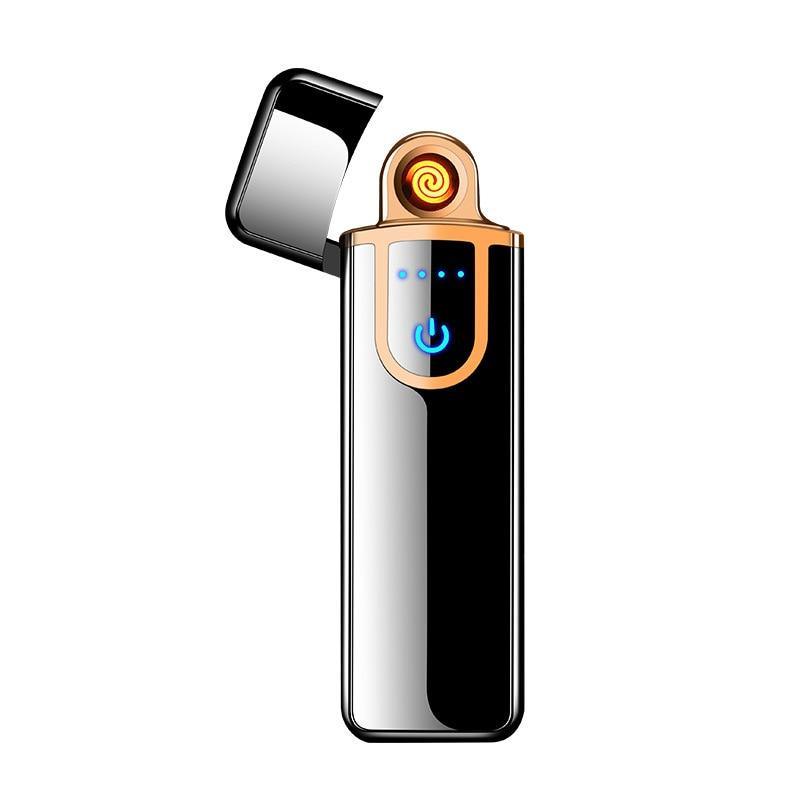 Briquet Électronique USB Moderne de Luxe, Coupe-Vent, Mince, Coloré, avec Capteur Tactile et Gravure Dragon, Idéal pour un Cadeau
