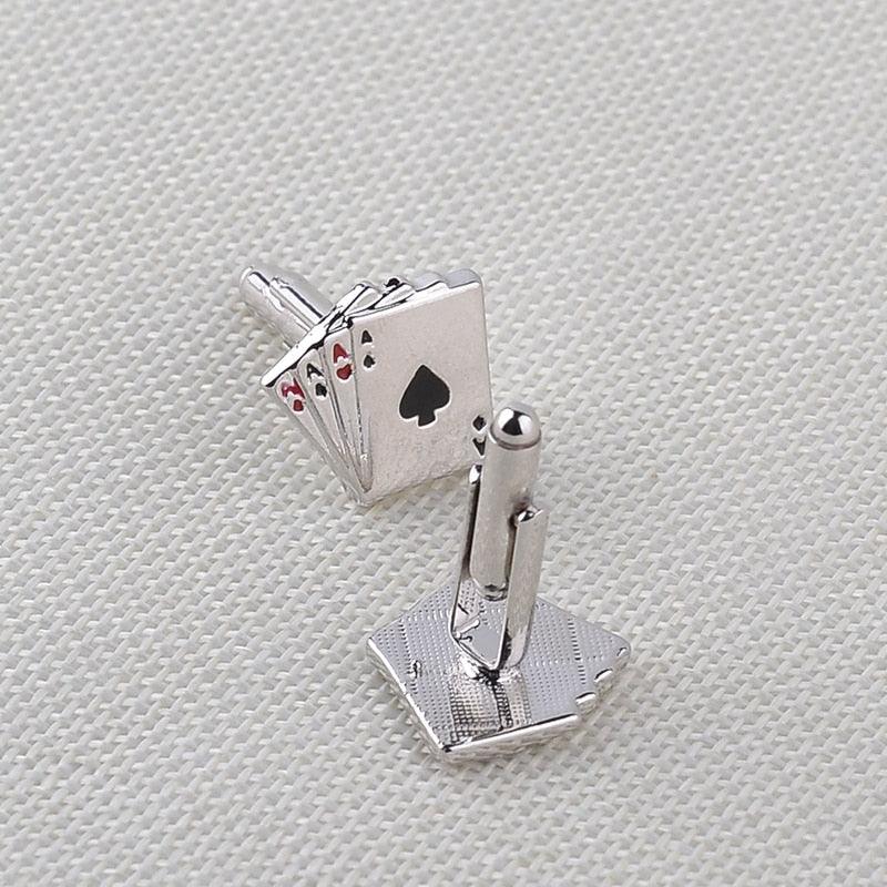 Pince à Cravate Cartes à Jouer Rétro Vintage Élégante Pince à Cravate Homme Clips Uniques Boutons de Manchette de Mariage pour Anniversaire Réunion d'Affaires et Vie Quotidienne