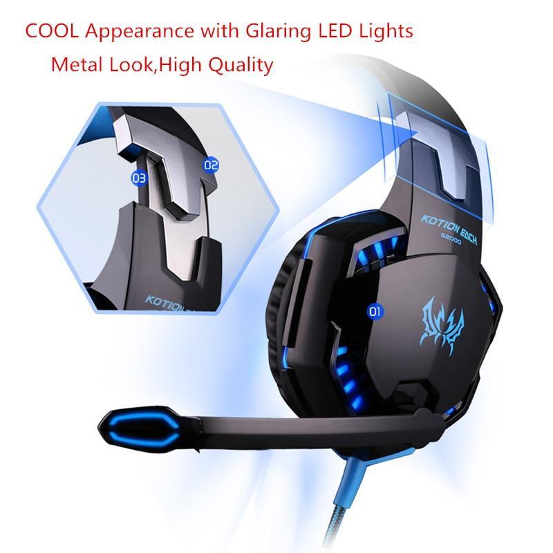 Nouveaux casques de jeu STEVEEX Modern G2000 G9000 grands écouteurs avec micro lumineux écouteurs stéréo basses profondes pour PC, ordinateur portable et jeux