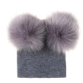 Nouvelle Tendance Bonnet Bébé Hiver Tricoté Chaud Double Pompon Fourrure Casquettes Bonnets Pour Filles Au Design Moderne