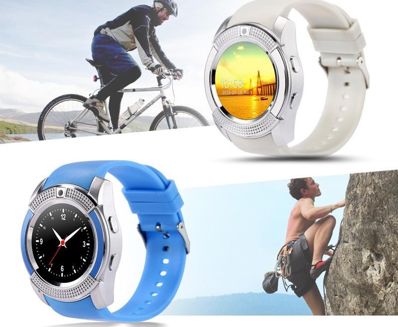 Montre intelligente de sport célèbre avec carte SIM pour systèmes Android et IOS avec caméra, appels, composition d'appels et moniteur de fréquence cardiaque.