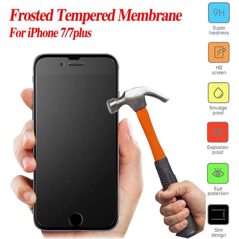 Verre mat dépoli pour iPhone 5 5s 5c SE X XS Max XR, Verre trempé 9H pour iPhone 6 6s 7 8 Plus, Étui de protection en verre, Film en verre trempé compatible avec les étuis, Protecteur d'écran en verre HD clair pour iPhone