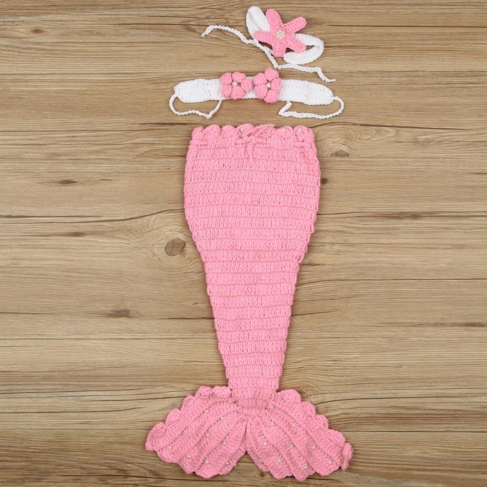 Bébé Chapeau Sirène Nouveau-né Accessoires Photographie Filles Bonnet Tricoté Crocheté Fait Main Design Princesse Moderne