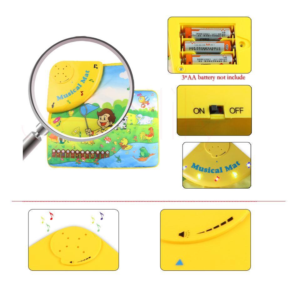 Tapis de Jeu Musical de Ferme pour Bébé avec Sons d'Animaux et Piano, Tapis de Sol d'Éveil pour Bébé, Jouet pour Bébé