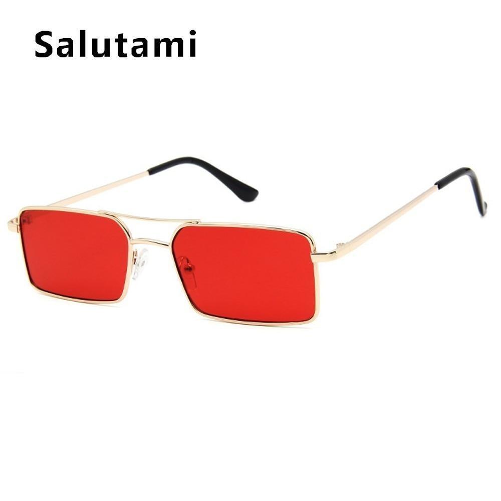 Lunettes de soleil de luxe célèbres Rétro Modernes Carrées Unisexe Homme et Femme avec petite monture en alliage métallique et double pont transparent pour homme