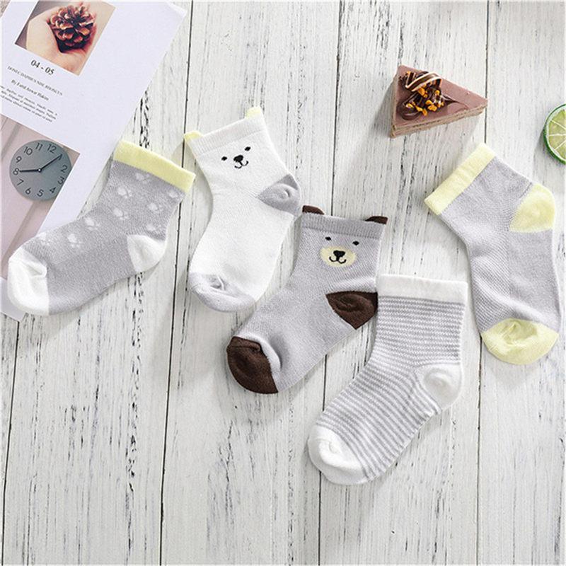 5 paires de chaussettes en coton imprimé moustache pour bébés filles et garçons de 1 à 3 ans, élastiques, chaudes et confortables