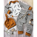 Pyjama moderne Babz pour bébé garçon/fille - Haut à manches longues en plumes et pantalon rayé pour enfants
