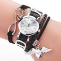 Montres pour femmes luxe argent cœur pendentif bracelet cuir quartz horloge dames montre-bracelet pour femmes et filles