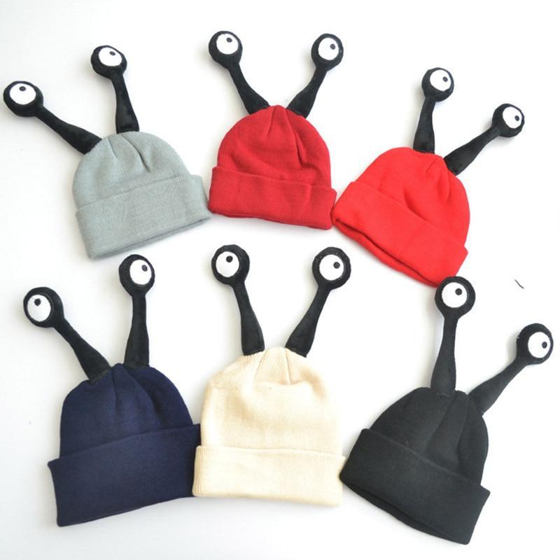 Bonnet Rigolo pour Enfants, Garçons et Filles, Chapeaux d'Hiver Tricotés Longs Yeux, au Crochet pour Enfants, Design Moderne et Intéressant