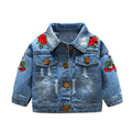 Manteau en Jean Moderne de Luxe pour Petites Filles Blouson Brodé Effiloché avec Roses