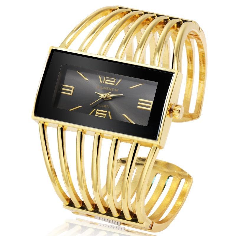 Montre élégante pour femme, de luxe, à la mode, bracelet jonc en or rose, montre habillée pour femme, horloge féminine, montre-bracelet Saati pour femmes et filles