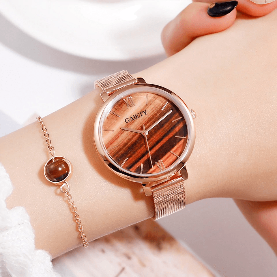 Ensemble de luxe Montre Femme Or Rose Perceuse à Eau Bracelet Montre Bijoux Dames Femme Heure Décontractée Montres à Quartz Pour Femmes et Filles