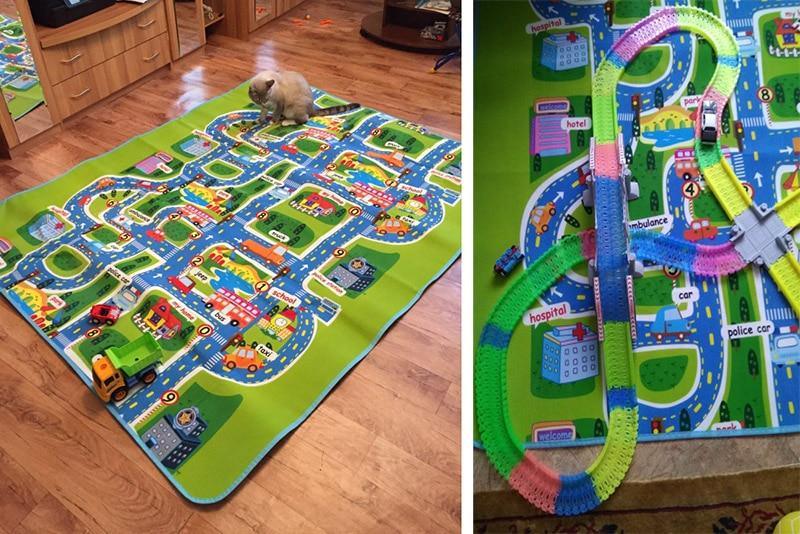 Tapis de jeu pour bébé, en mousse, avec motif de ville et routes, idéal pour les chambres d'enfants et de garçons.