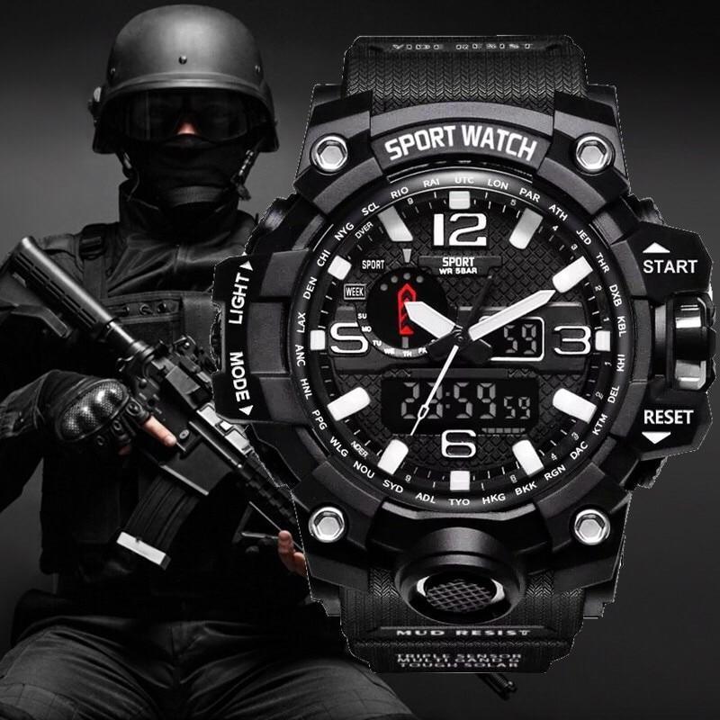 Montre militaire populaire pour homme avec affichage numérique LED et montre automatique analogique pour homme et femme, montre de sport