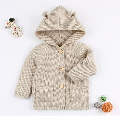 Gilet Moderne Tricoté Chaud d'Hiver à Manches Longues et Capuche pour Nouveau-né, Combinaison Veste et Manteau