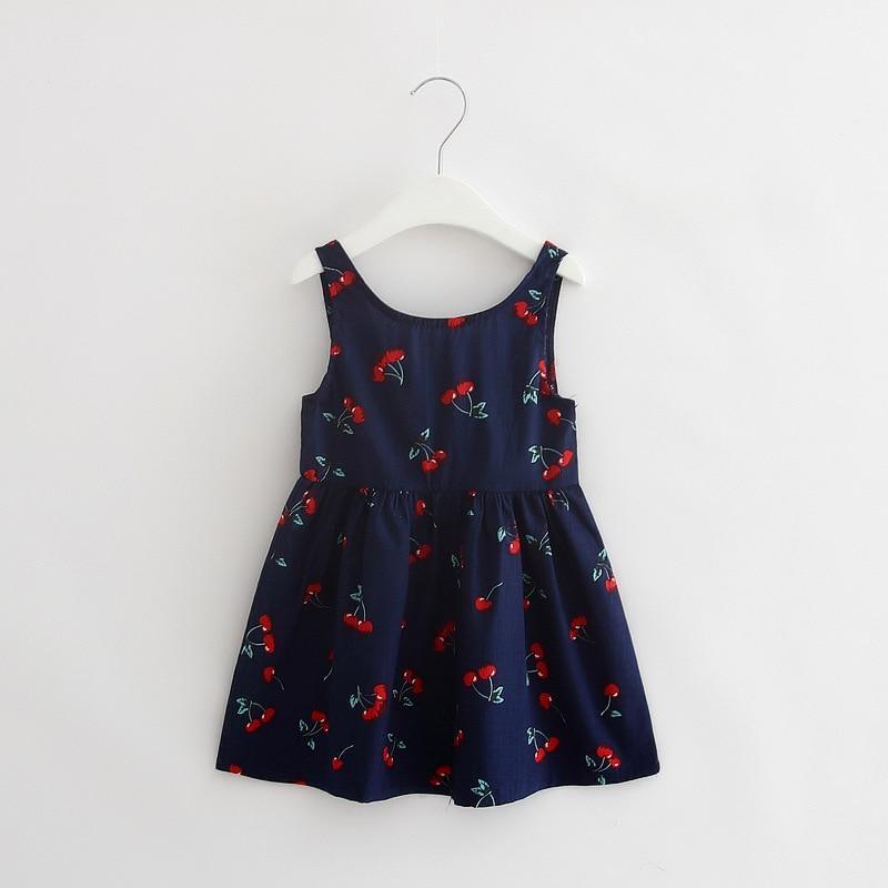 Robe d'été moderne de luxe pour fille, robe cerises pour enfants, robe à dos en V, robe débardeur en coton pour bébé, robe licou pour filles