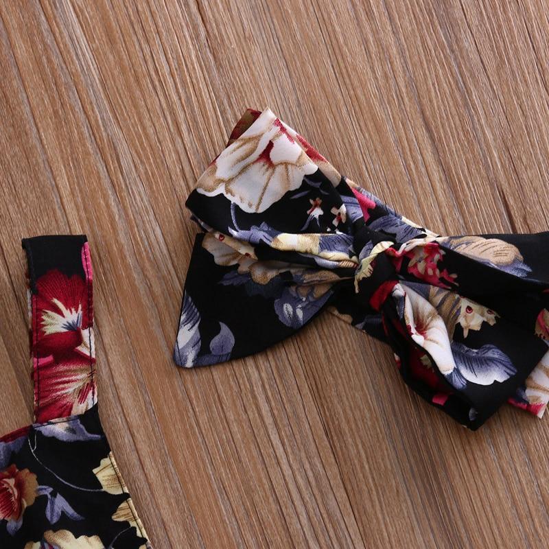 2 pièces Bébés Filles Vêtements Fleur Barboteuse Sans Manches Combinaison Tenues Bandeau Vêtements Avec Nœud Au Design Floral Élégant