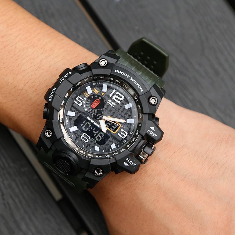 Montre militaire populaire pour homme avec affichage numérique LED et montre automatique analogique pour homme et femme, montre de sport