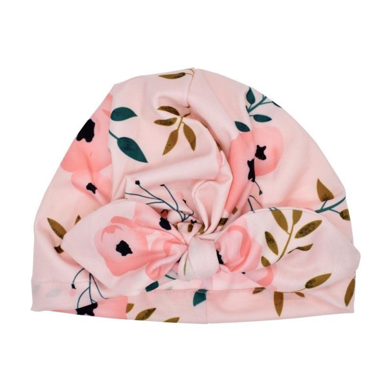 Joli bonnet turban en coton doux à imprimé nœud avec oreilles de lapin, style indien, pour bébés filles