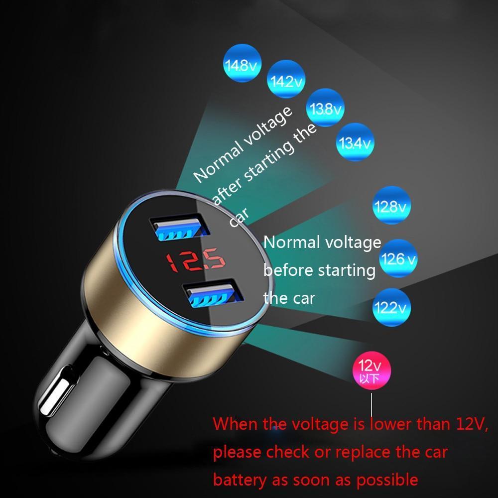 Chargeur de voiture USB double 3.1A avec écran LED Chargeur de téléphone portable universel Gadgets utiles pour les conducteurs