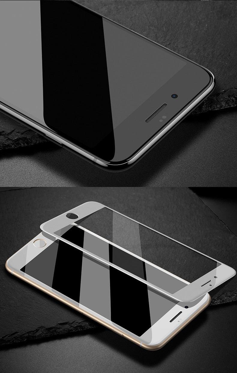 Verre Trempé Incurvé 5D 9H pour iPhone X XR XS 11 12 13 14 Pro Max 6 6S 7 8 Plus SE Mini Film de Protection d'écran Complet Dureté 9H Sans Bulles Installation Facile Film Protecteur d'écran