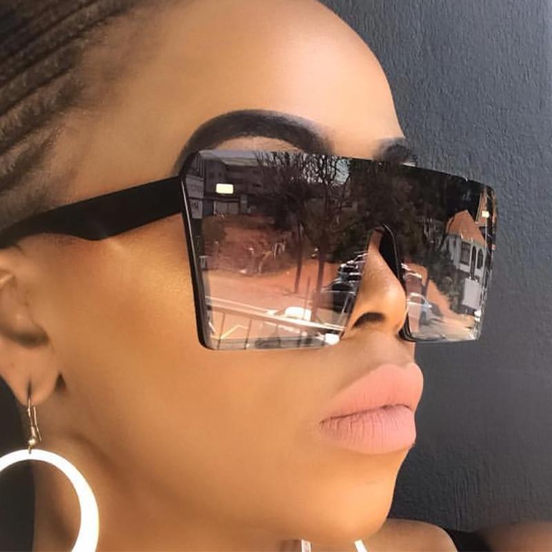 Lunettes de soleil carrées surdimensionnées modernes pour femme et femme, de marque de luxe, mode Gafas Shade avec verres miroirs et protection UV400