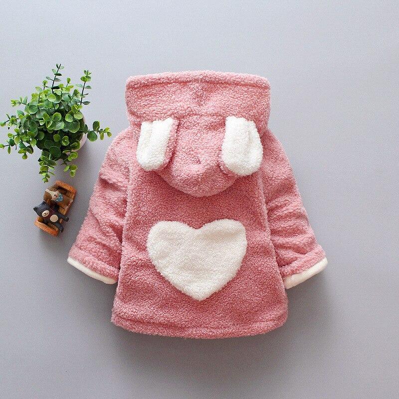 Manteaux d'hiver pour bébés filles, vêtements d'extérieur épais en velours pour nouveau-nés, sweats à capuche pour tout-petits avec motif cœur pour filles et bébés