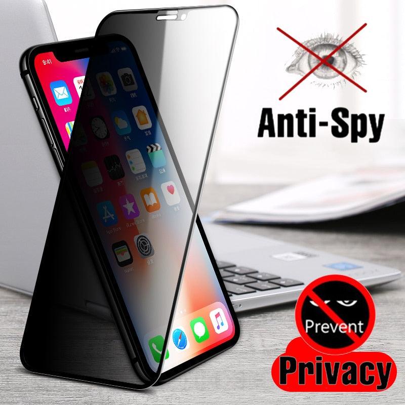 Film de protection d'écran en verre trempé anti-espion pleine couverture pour iPhone 12 13 Pro X XR XS Max, film souple anti-espion pleine couverture anti-regard indiscret anti-rayures pour iPhone 11 7 8 6 6S Plus