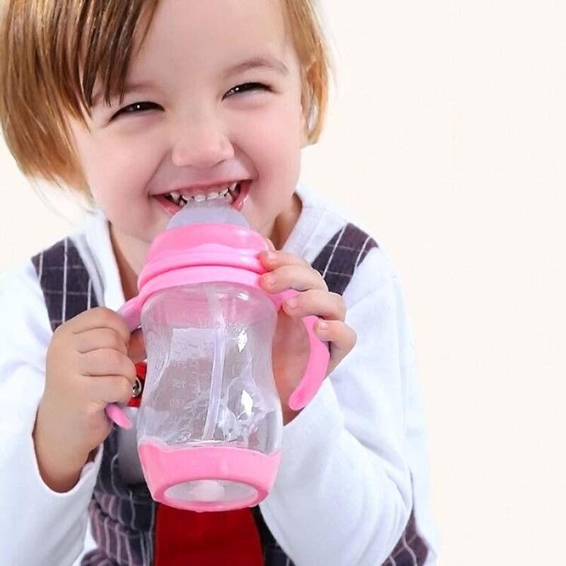 Biberon anti-colique en plastique sans BPA avec paille pour bébé, idéal pour l'eau et le jus, pour l'alimentation des nourrissons