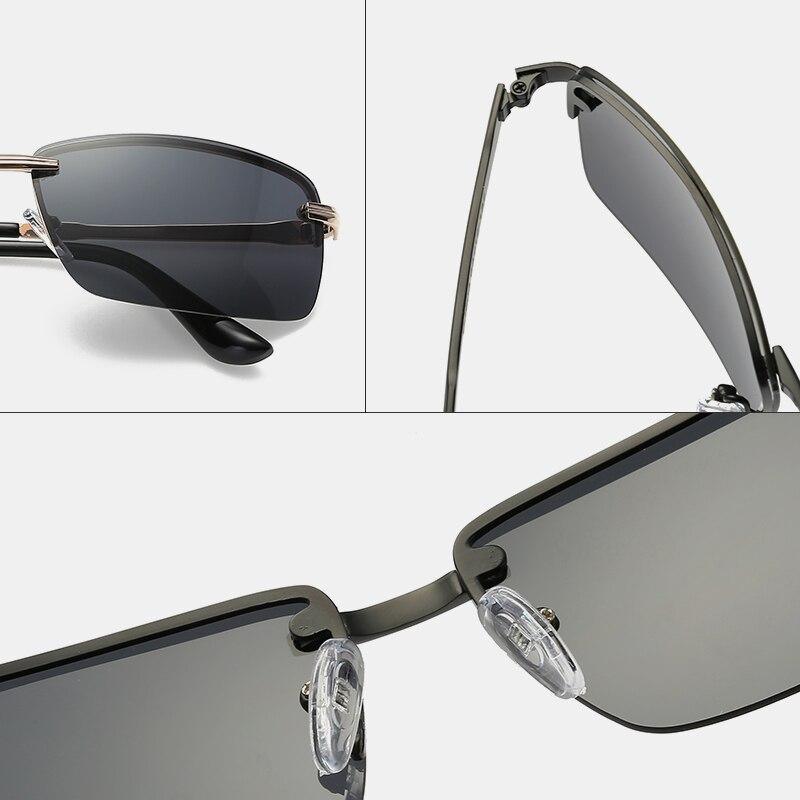 Lunettes de soleil de luxe classiques rétro sans monture pour homme, polarisées dorées, de marque de luxe, lunettes de conduite de nuit Oculos de sol