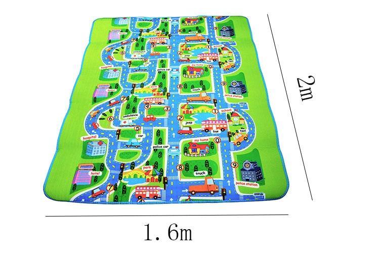 Tapis de jeu pour bébé, en mousse, avec motif de ville et routes, idéal pour les chambres d'enfants et de garçons.