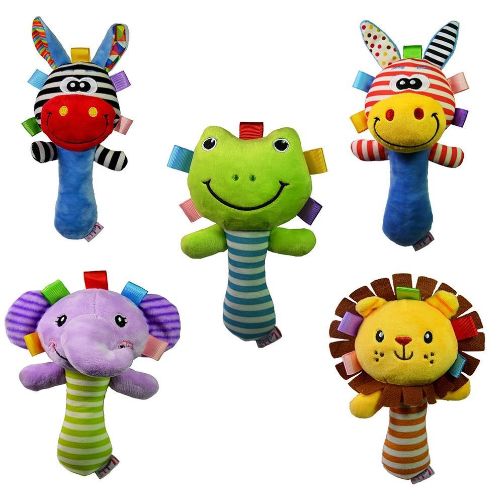 Hochets à main en peluche douce pour bébé, jouets hochets pour nouveau-né, hochets à main style animal pour bébés et enfants