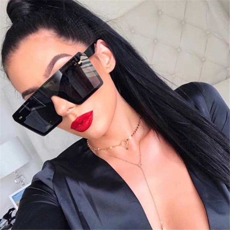 Lunettes de soleil carrées surdimensionnées modernes pour femme et femme, de marque de luxe, mode Gafas Shade avec verres miroirs et protection UV400