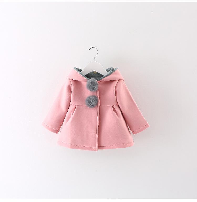 Manteau pour bébé fille, veste de printemps-automne, à capuche avec longues oreilles de lapin, en coton, vêtements d'extérieur pour enfants