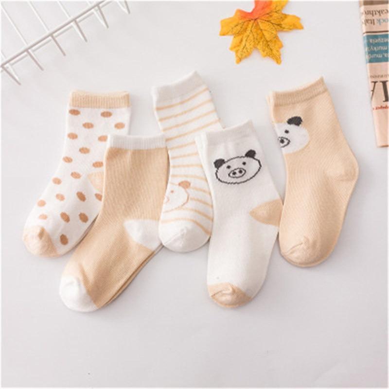 5 paires de chaussettes en coton imprimé moustache pour bébés filles et garçons de 1 à 3 ans, élastiques, chaudes et confortables