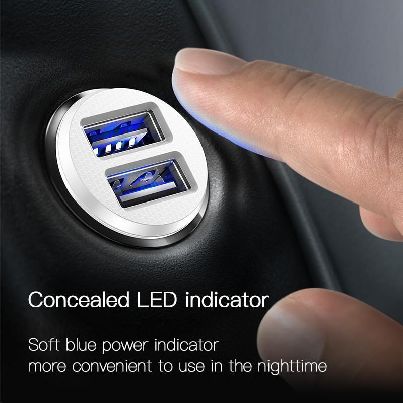 Double chargeur de voiture USB noir 3,1 A adaptateur de charge rapide pour voiture Chargeurs de voiture
