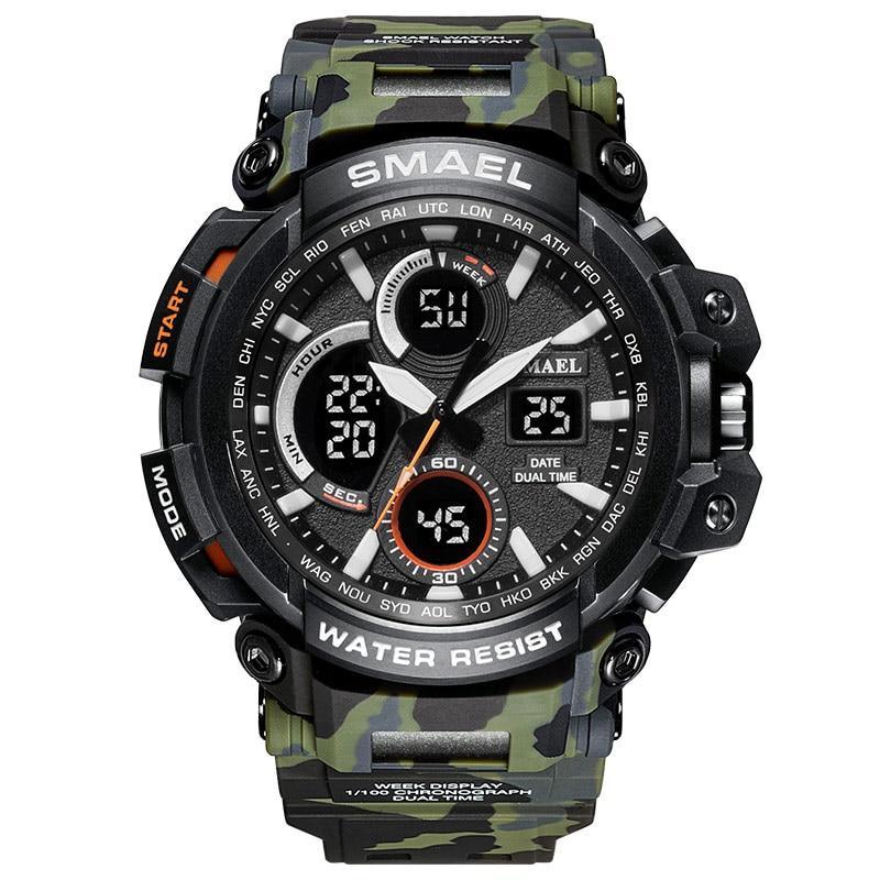 Montre Sport Homme Militaire Vert Armée Moderne Étanche 50M Avec Affichage Numérique LED Style Relogio Masculino