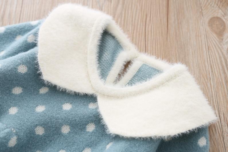 Vêtements tricotés chauds d'hiver en coton moderne pour bébés et tout-petits, hauts et robes pour filles