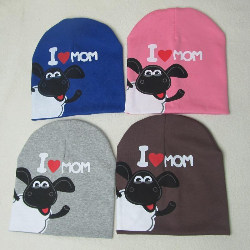 Bonnet tricoté chaud en coton moderne et populaire pour bébés, casquette pour enfants en bas âge et bébés, casquette pour filles et garçons, motifs "I love Mama", chapeau de bébé design