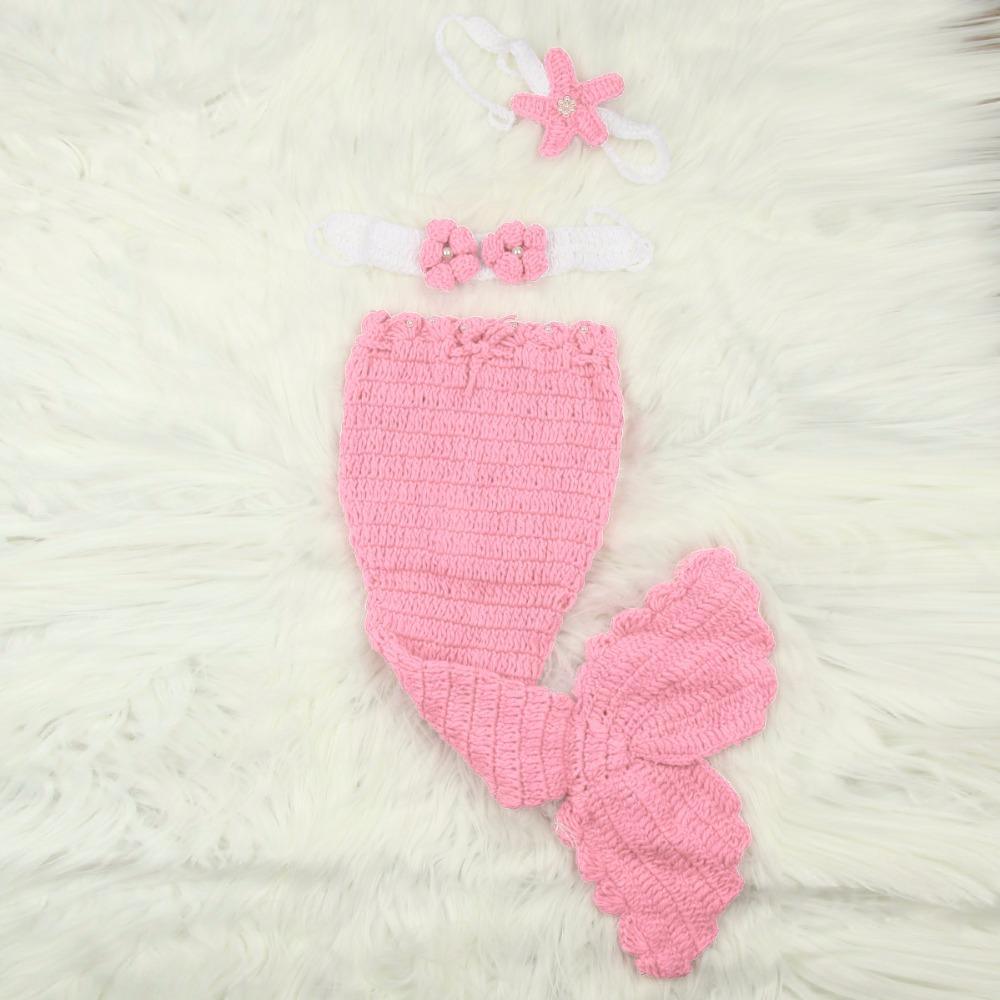 Bébé Chapeau Sirène Nouveau-né Accessoires Photographie Filles Bonnet Tricoté Crocheté Fait Main Design Princesse Moderne