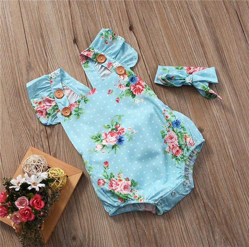 Ensemble de 2 pièces, barboteuse en coton sans manches pour nouveau-né avec bandeau pour fille/garçon, motif décontracté avec nœud