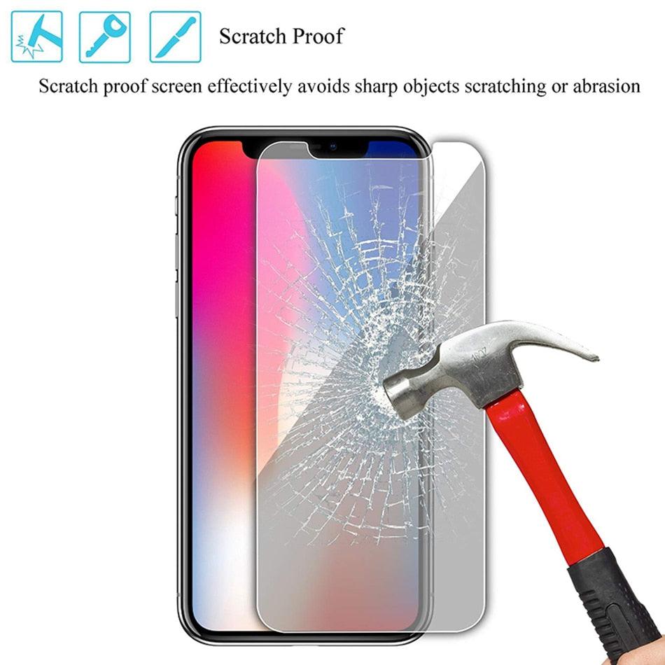 Verre de protection 9H pour iPhone 11 12 Pro Max Verre sur iPhone 7 8 X XR XS 12 13 Mini SE 14 Film de protection d'écran Protection avant Film en verre trempé de qualité supérieure Protection complète Film en verre trempé à haute clarté