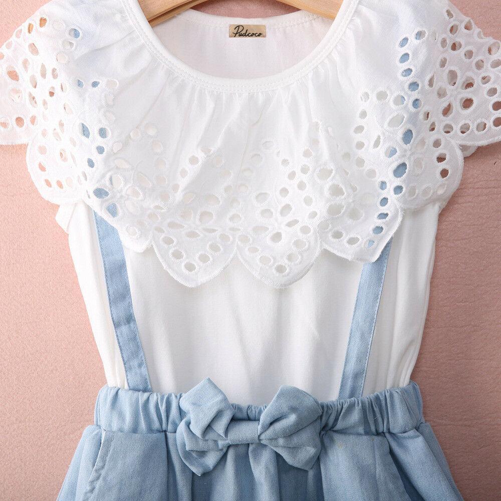 Bébé fille à volants T-shirt haut et robe à bretelles Tenue mignonne Ensemble de vêtements Cadeau parfait Design unique