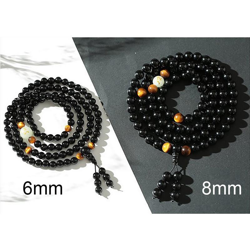 Bracelets perles fluorescentes noires élégantes de luxe modernes, faits à la main, magnifiques pour femmes ou hommes