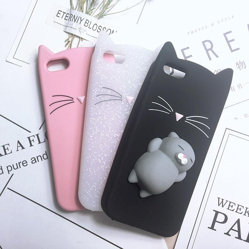 Coque de téléphone portable en silicone souple pour chat, coque arrière pour iPhone 6 6S 7 8 Plus X, motif ours mignon, coque de téléphone portable en forme de phoque 3D, étui en silicone pour iPhone 5S SE 8 Plus