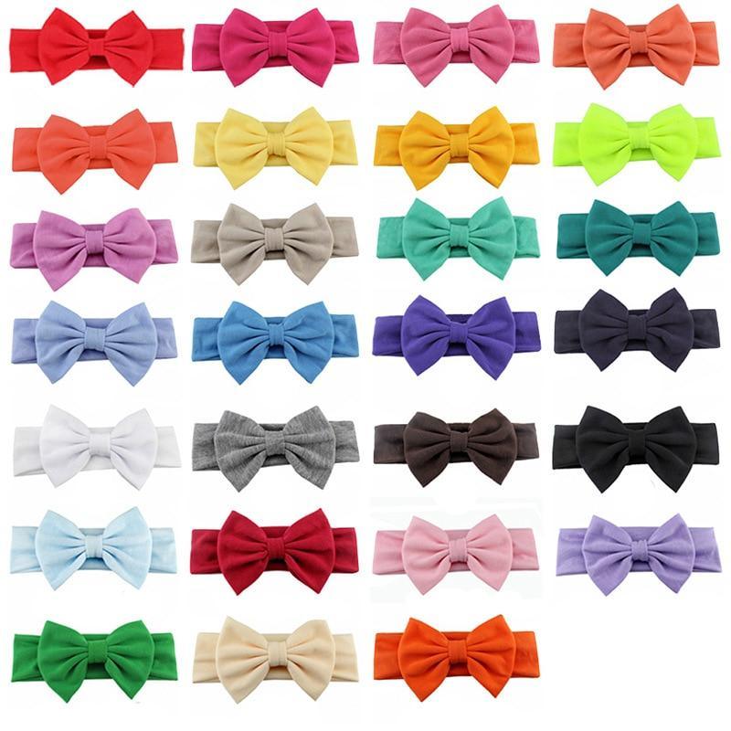 Bandeau élastique en coton pour nouveau-né fille, couleur unie, nœud, bandeau pour enfant, bandeau pour bébé avec nœud pour enfants