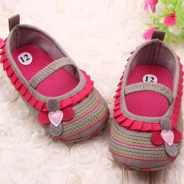 Chaussures Bébé Fleur Volants Premiers Pas Tout-Petits Semelle Souple Patchwork Enfants Confortables Pré-Marcheurs Chaussure