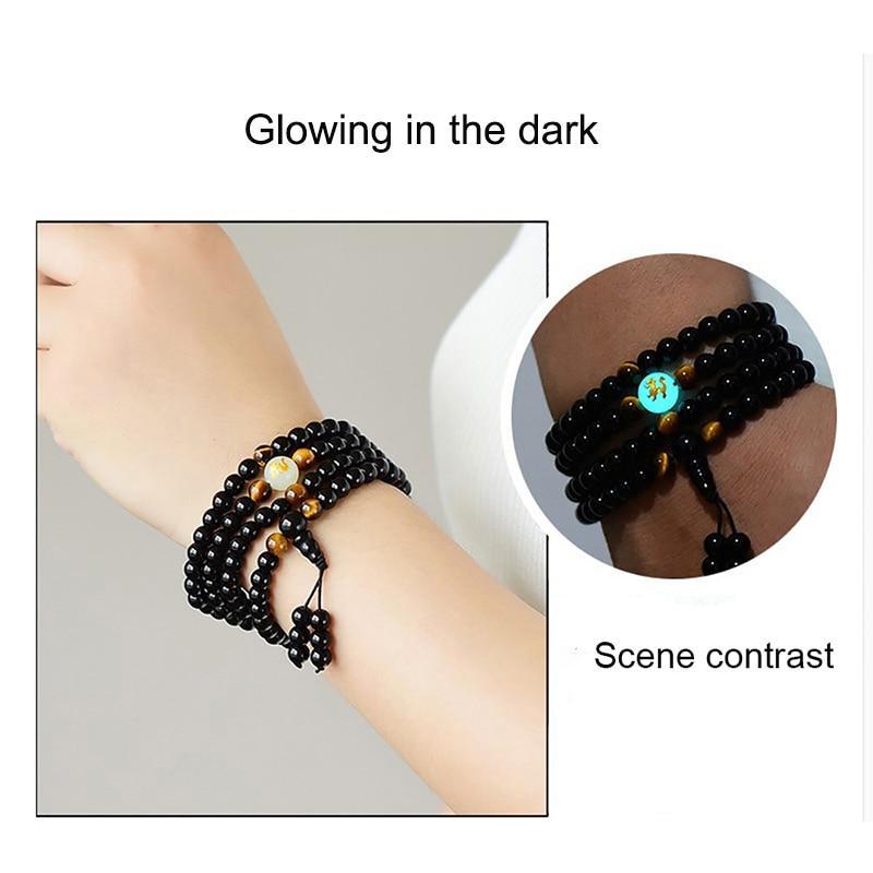 Bracelets perles fluorescentes noires élégantes de luxe modernes, faits à la main, magnifiques pour femmes ou hommes